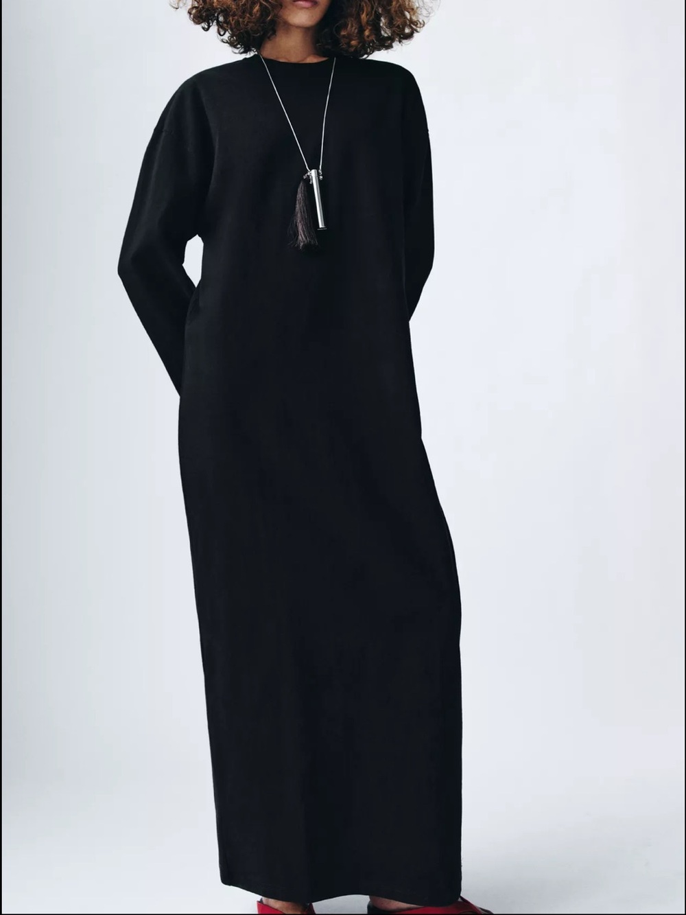 Zara Black Cotton Maxi Dress